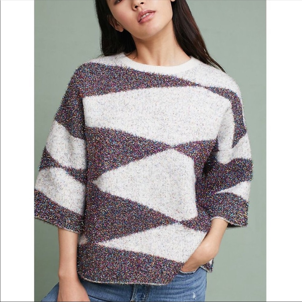 Anthropologie Moth Geo Sparkling Sweater small